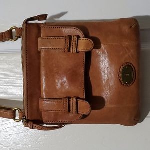 Fossil Tan Leather Crossbody Bag